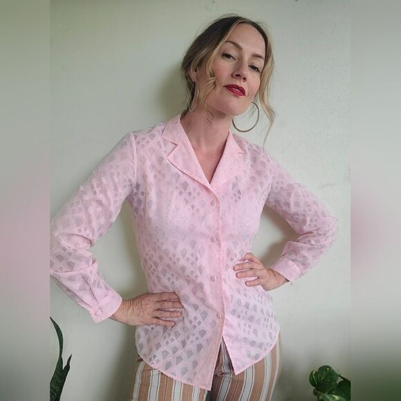 The Carnation Sheer Handmade 60s Button Down S - Picture 2 of 14